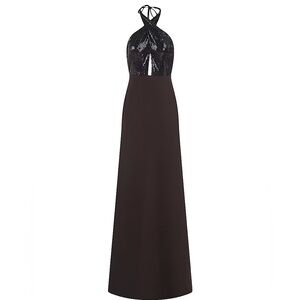 Halston Heritage Black Lace Maxi Dress